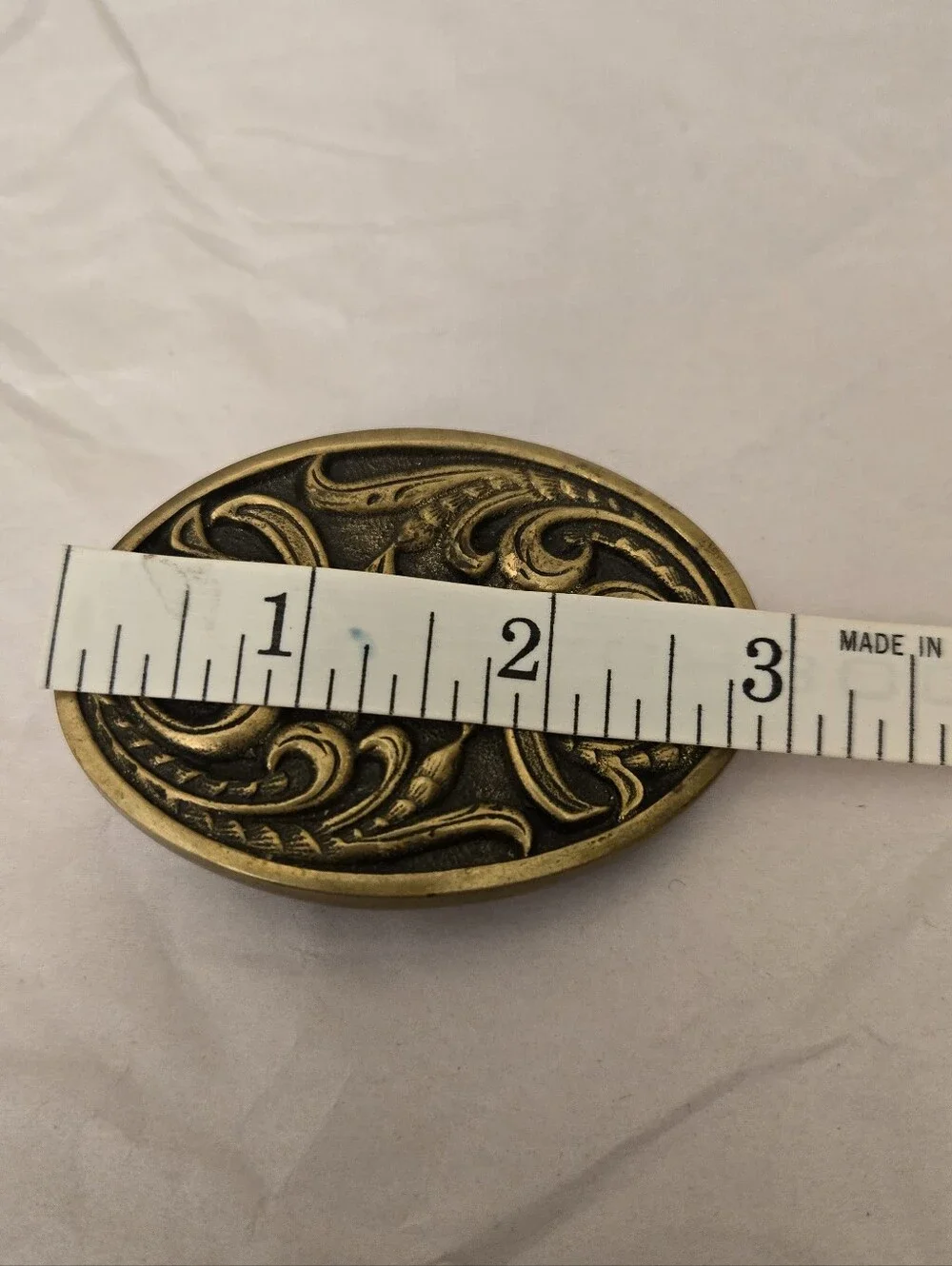 Solid Brass Western Floral Paisley Swirl 1978 Vintage Belt Buckle